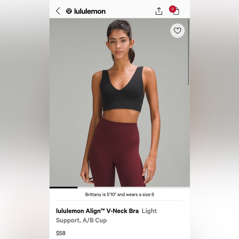 Lululemon Align V-neck Bra in Black